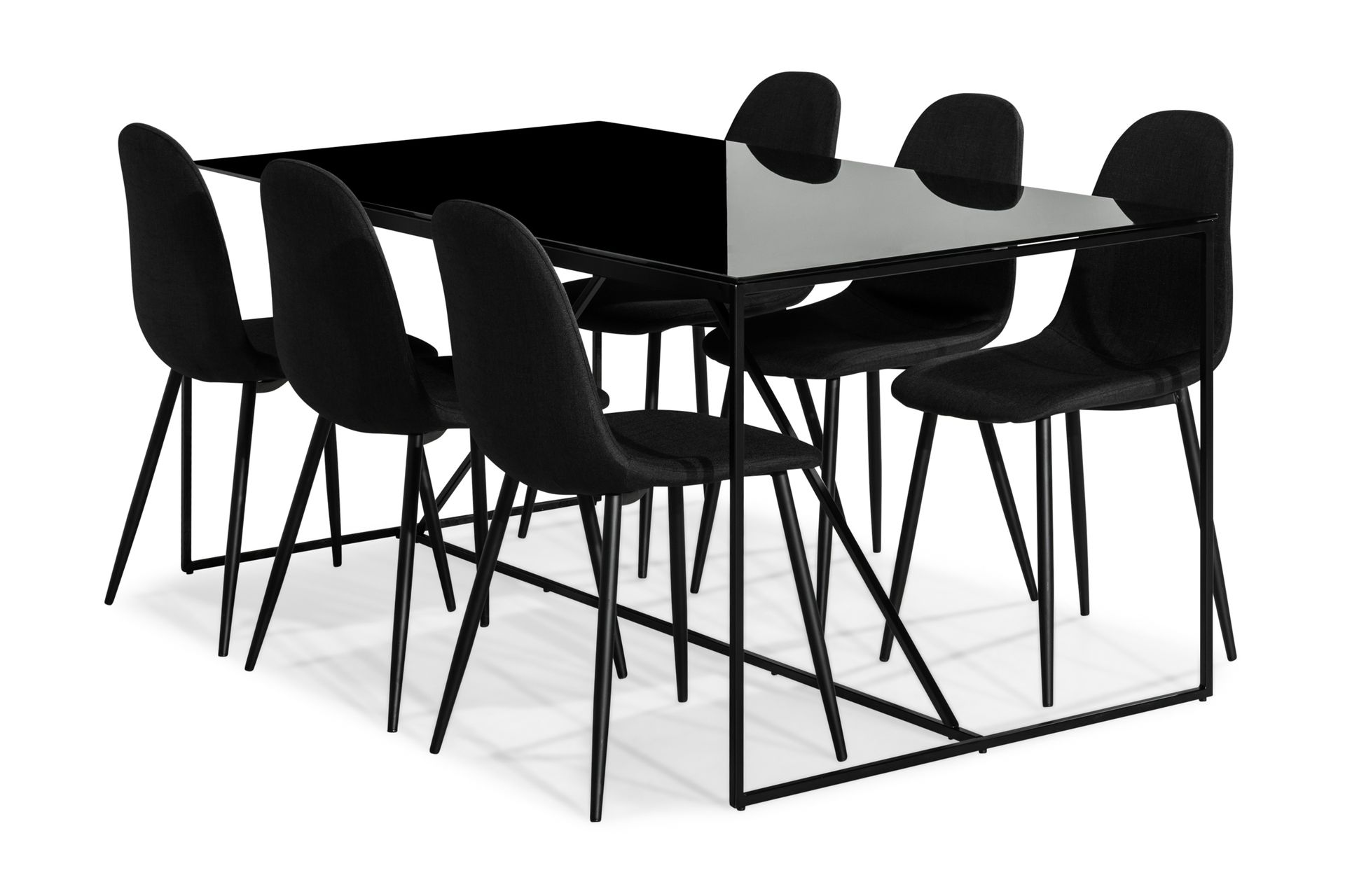 Indy Spisegruppe med 6 Nibe Stoler - Glass/Metall/Svart - Møbler - Bord - Spisegrupper