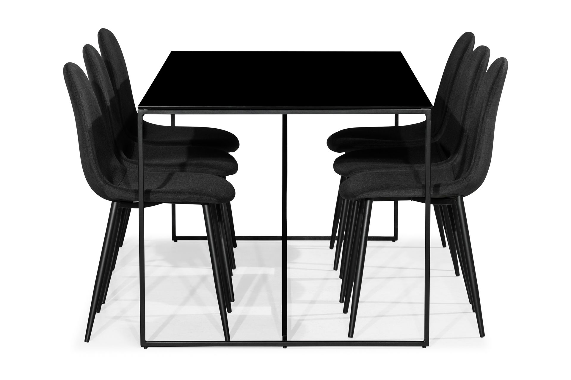 Indy Spisegruppe med 6 Nibe Stoler - Glass/Metall/Svart - Møbler - Bord - Spisegrupper