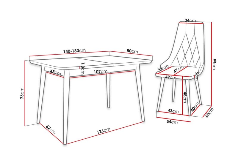 Ingram Spisegruppe Blå - Møbler - Bord - Spisegrupper