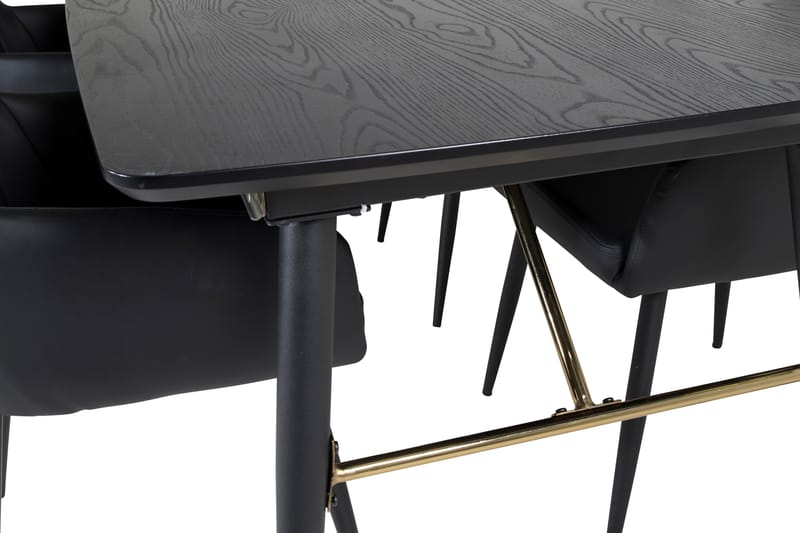 Irunea Forlengningsbar Spisegruppe 180 cm inkl. 4 Casper Sto - Svart/Kunstlær - Møbler - Bord - Spisegrupper