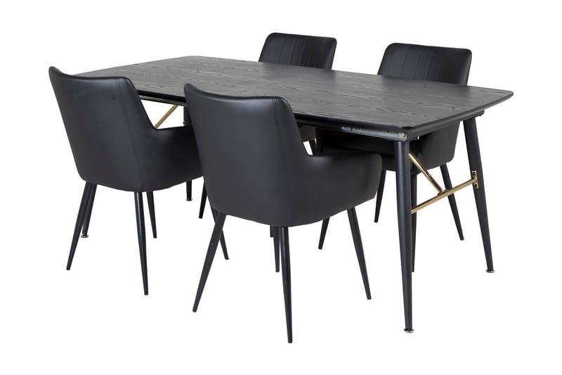 Irunea Forlengningsbar Spisegruppe 180 cm inkl. 4 Casper Sto - Svart/Kunstlær - Møbler - Bord - Spisegrupper