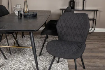 Irunea Forlengningsbar Spisegruppe 180 cm inkl. 6 Sumoas Sto - Svart - Møbler - Bord - Spisegrupper