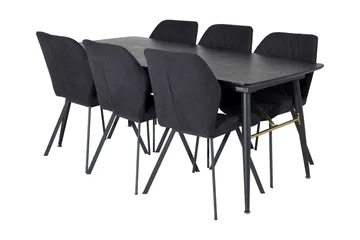 Irunea Forlengningsbar Spisegruppe 180 cm inkl. 6 Sumoas Sto - Svart - Møbler - Bord - Spisegrupper