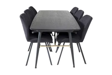 Irunea Forlengningsbar Spisegruppe 180 cm inkl. 6 Sumoas Sto - Svart - Møbler - Bord - Spisegrupper