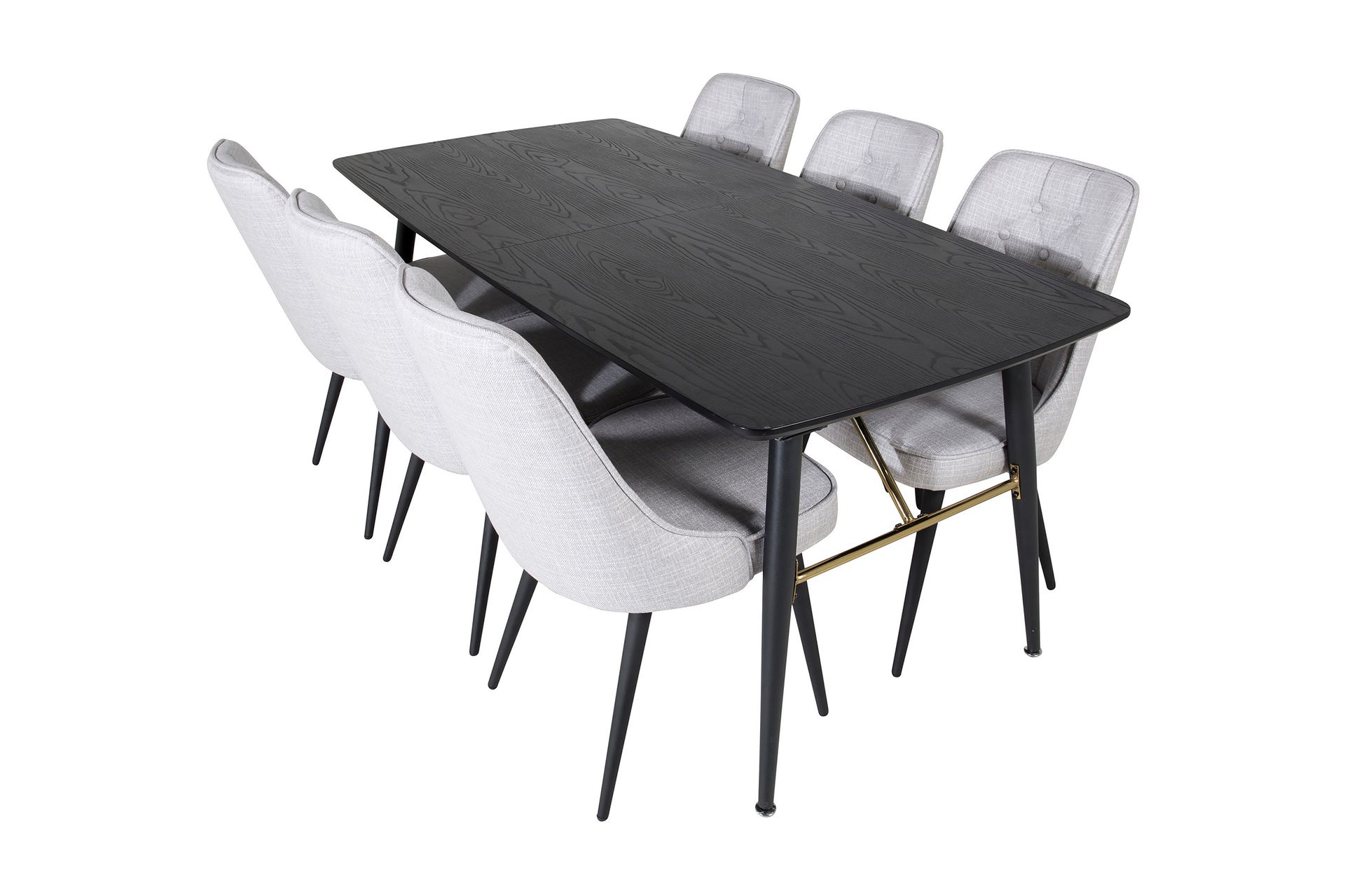 Irunea Forlengningsbar Spisegruppe 180 cm inkl. 6 Valera Sto - Svart/Grå - Møbler - Bord - Spisegrupper