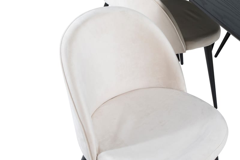 Irunea Forlengningsbar Spisegruppe 180 cm inkl. 6 Valeri Sto - Svart/Beige/Fløyel - Møbler - Bord - Spisegrupper