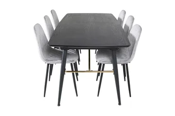 Irunea Forlengningsbar Spisegruppe 180 cm inkl. 6 Ypas Stole - Grå/Svart - Møbler - Bord - Spisegrupper