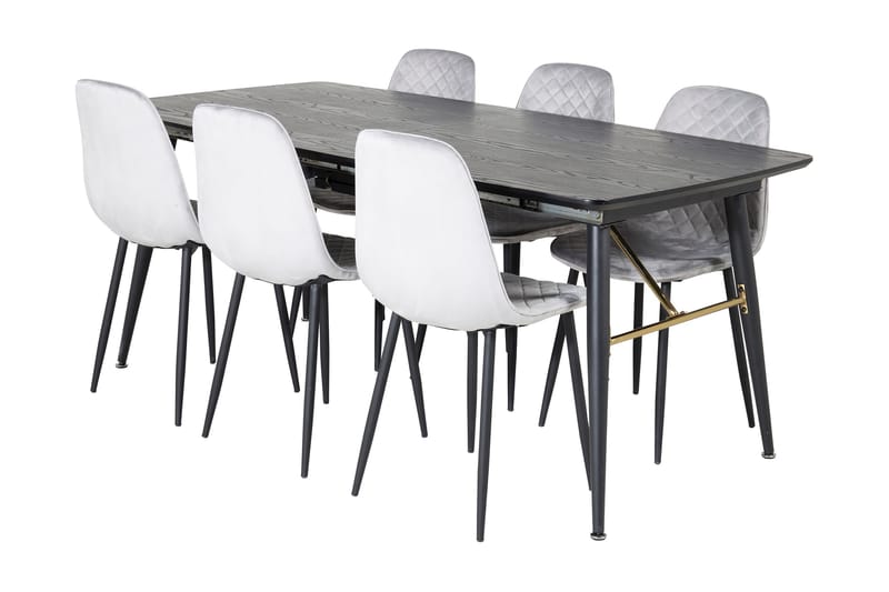 Irunea Forlengningsbar Spisegruppe 180 cm inkl. 6 Ypas Stole, Grå/Svart