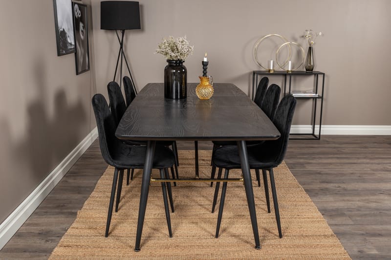 Irunea Forlengningsbar Spisegruppe 180 cm inkl. 6 Ypas Stole - Svart - Møbler - Bord - Spisegrupper