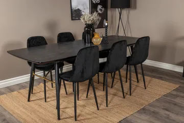 Irunea Forlengningsbar Spisegruppe 180 cm inkl. 6 Ypas Stole - Svart - Møbler - Bord - Spisegrupper