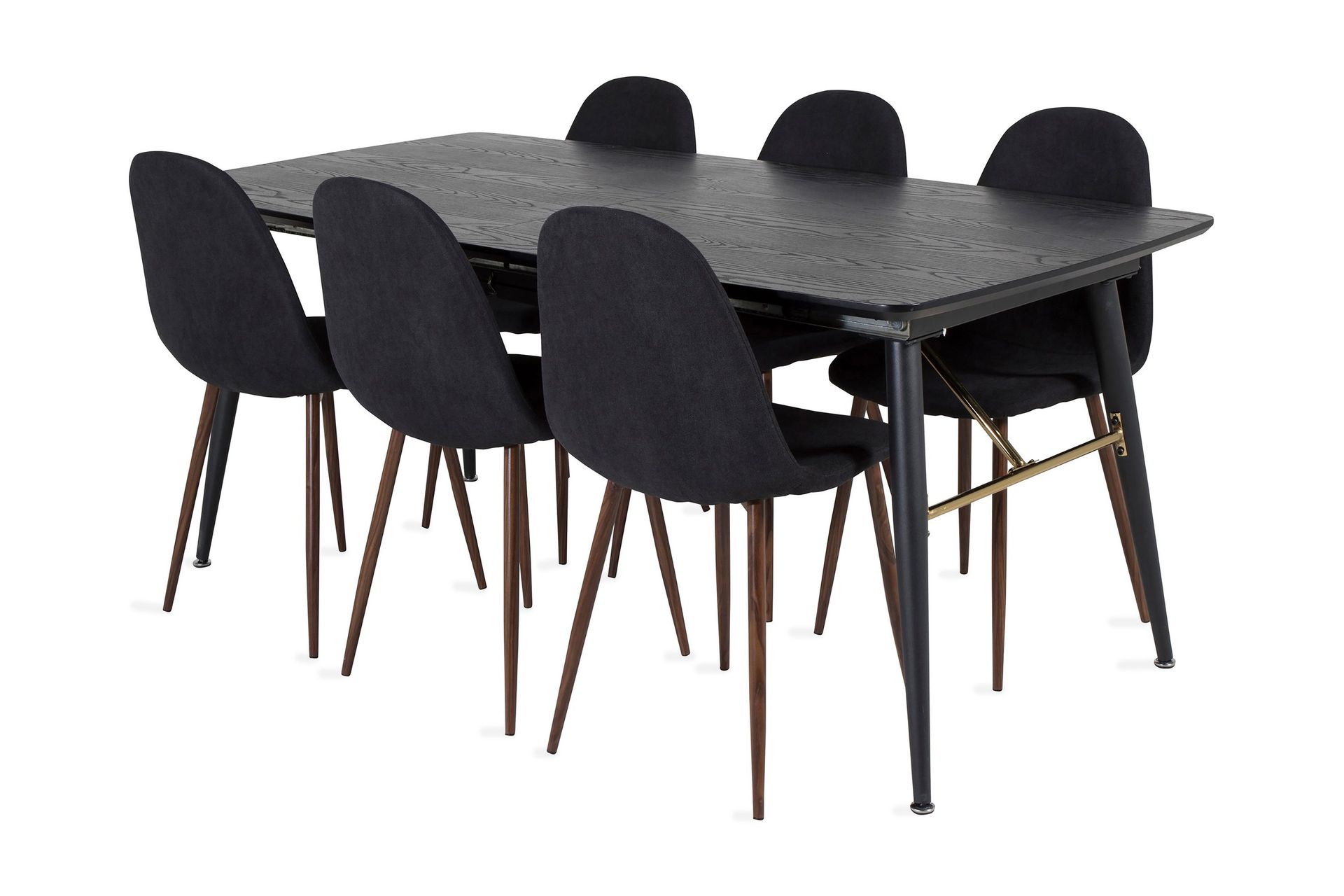 Irunea Forlengningsbar Spisegruppe 180 cm inkl. 6 Ypas Stole - Svart/Brun