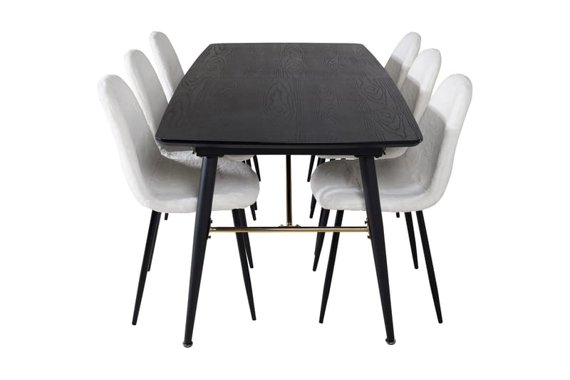 Irunea Forlengningsbar Spisegruppe 180 cm inkl. 6 Ypas Stole - Svart/Hvit - Møbler - Bord - Spisegrupper