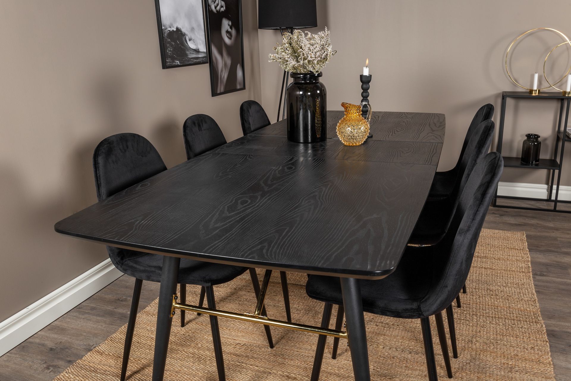 Irunea Forlengningsbar Spisegruppe 180 cm inkl. 6 Pontus Sto - Svart - Møbler - Bord - Spisegrupper