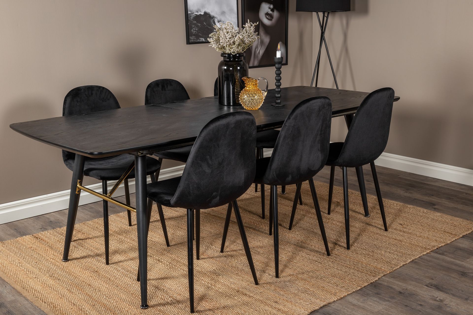Irunea Forlengningsbar Spisegruppe 180 cm inkl. 6 Pontus Sto - Svart - Møbler - Bord - Spisegrupper