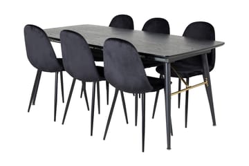 Irunea Forlengningsbar Spisegruppe 180 cm inkl. 6 Pontus Sto - Svart - Møbler - Bord - Spisegrupper