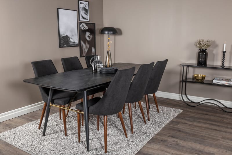Irunea Forlengningsbar Spisegruppe 180cm inkl. 6 Campomar St - Svart/Brun - Møbler - Bord - Spisegrupper