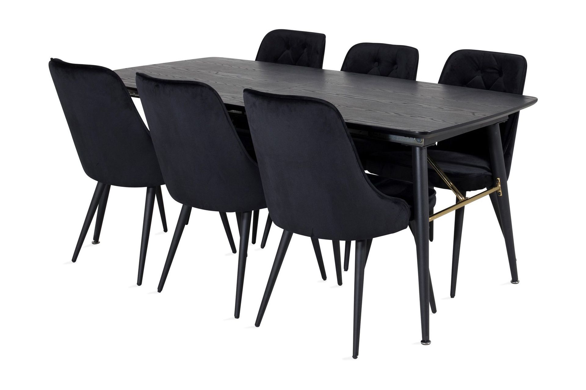 Irunea Forlengningsbar Spisegruppe 180cm inkl 6 Valera Lyx S - Svart