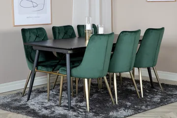 Irunea Forlengningsbar Spisegruppe 180cm inkl. 6 Valerie Lyx - Svart/Mørkegrønn/Gull - Møbler - Bord - Spisegrupper