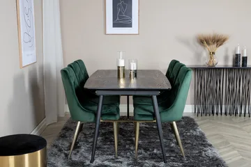 Irunea Forlengningsbar Spisegruppe 180cm inkl. 6 Valerie Lyx - Svart/Mørkegrønn/Gull - Møbler - Bord - Spisegrupper