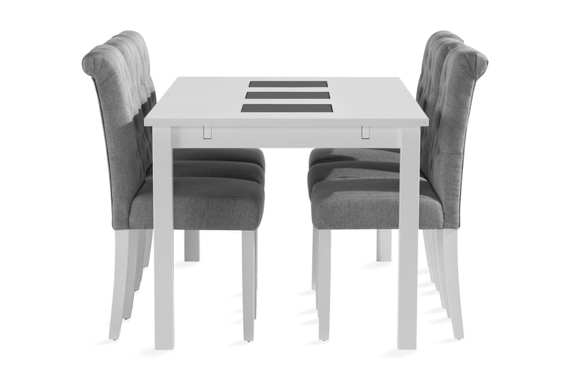 Jasmin Forlengbar Spisegruppe 180 cm inkl 6 Stormon Stoler - Hvit - Møbler - Bord - Spisegrupper