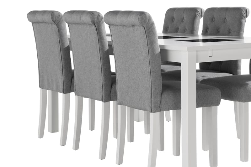 Jasmin Forlengbar Spisegruppe 180 cm inkl 6 Stormon Stoler - Hvit - Møbler - Bord - Spisegrupper