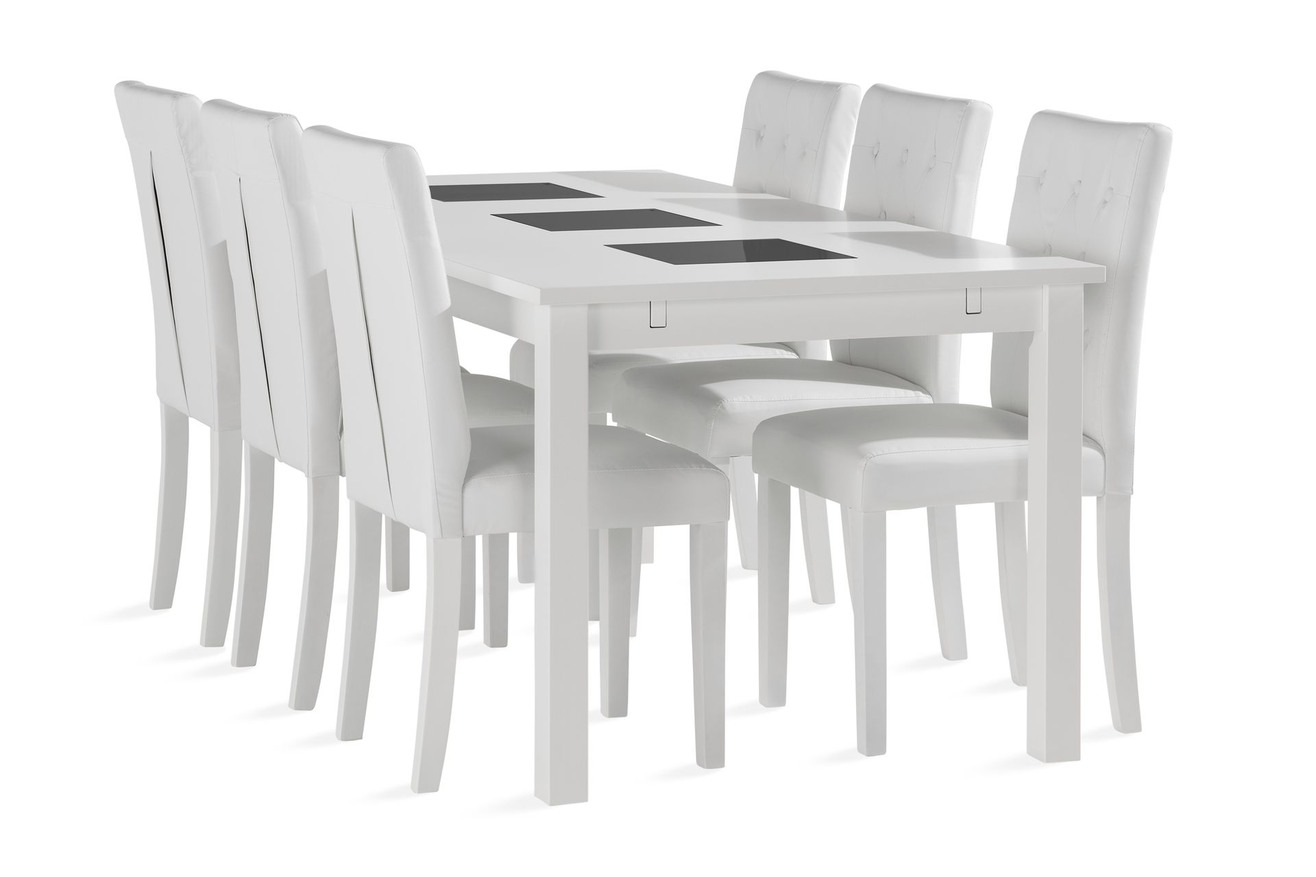 Jasmin Forlengbar Spisegruppe 180cm inkl 6 Brunnevik Stoler - Hvit - Møbler - Bord - Spisegrupper