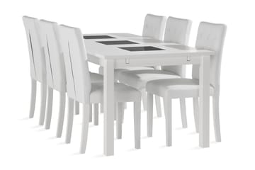 Jasmin Forlengbar Spisegruppe 180cm inkl 6 Brunnevik Stoler - Hvit - Møbler - Bord - Spisegrupper