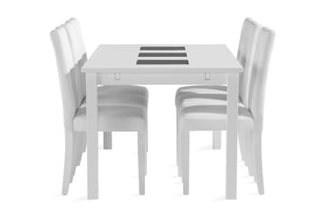 Jasmin Forlengbar Spisegruppe 180cm inkl 6 Brunnevik Stoler - Hvit - Møbler - Bord - Spisegrupper