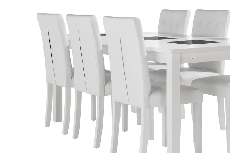 Jasmin Forlengbar Spisegruppe 180cm inkl 6 Brunnevik Stoler - Hvit - Møbler - Bord - Spisegrupper