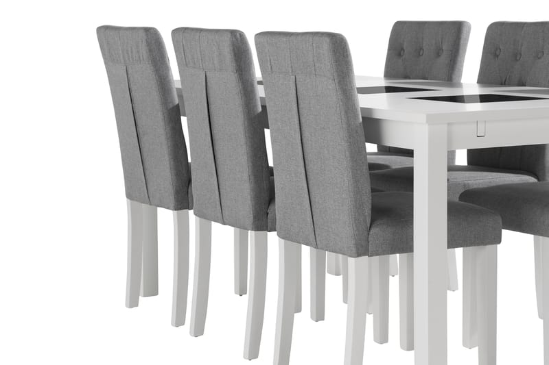 Jasmin Forlengbar Spisegruppe 180cm inkl 6 Brunnevik Stoler - Hvit - Møbler - Bord - Spisegrupper
