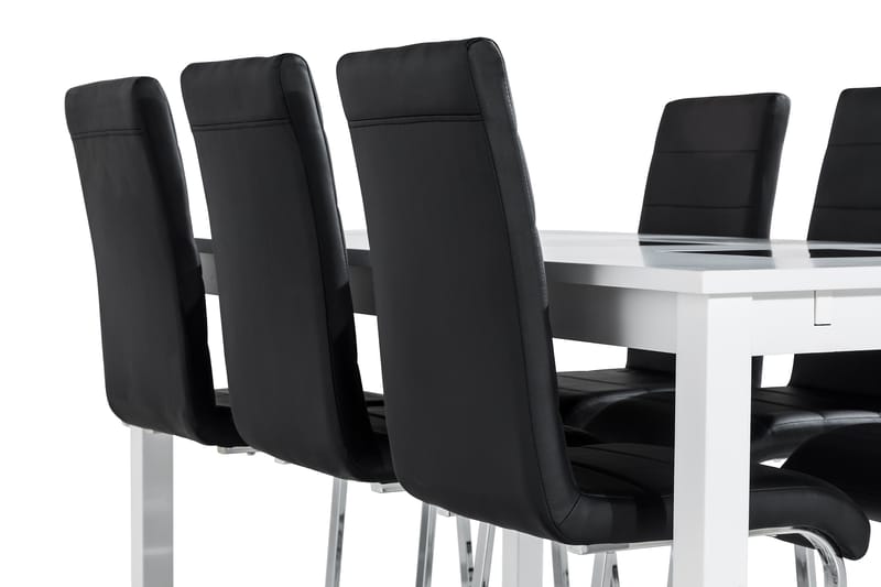 Jasmin med 6 Cibus Stoler - Hvit/Svart - Møbler - Bord - Spisegrupper
