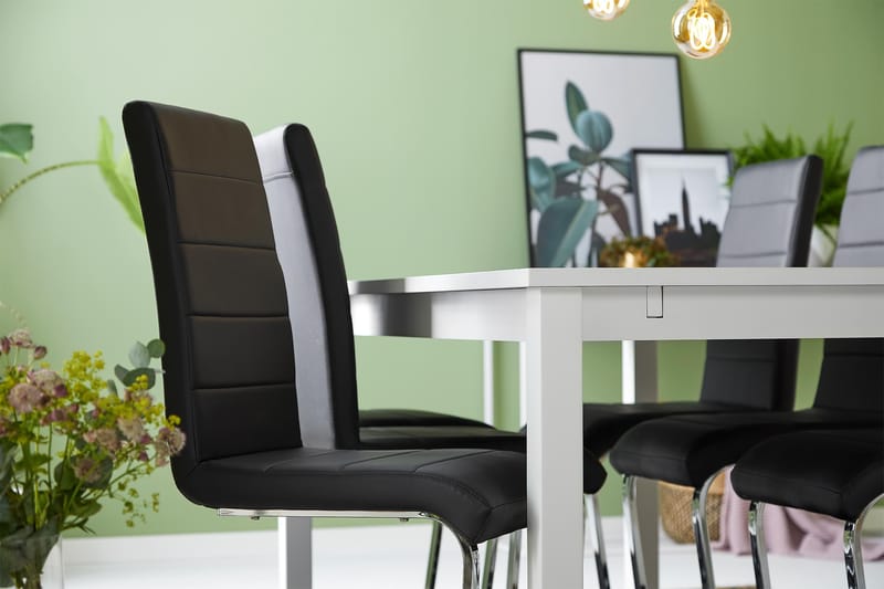 Jasmin med 6 Cibus Stoler - Hvit/Svart - Møbler - Bord - Spisegrupper