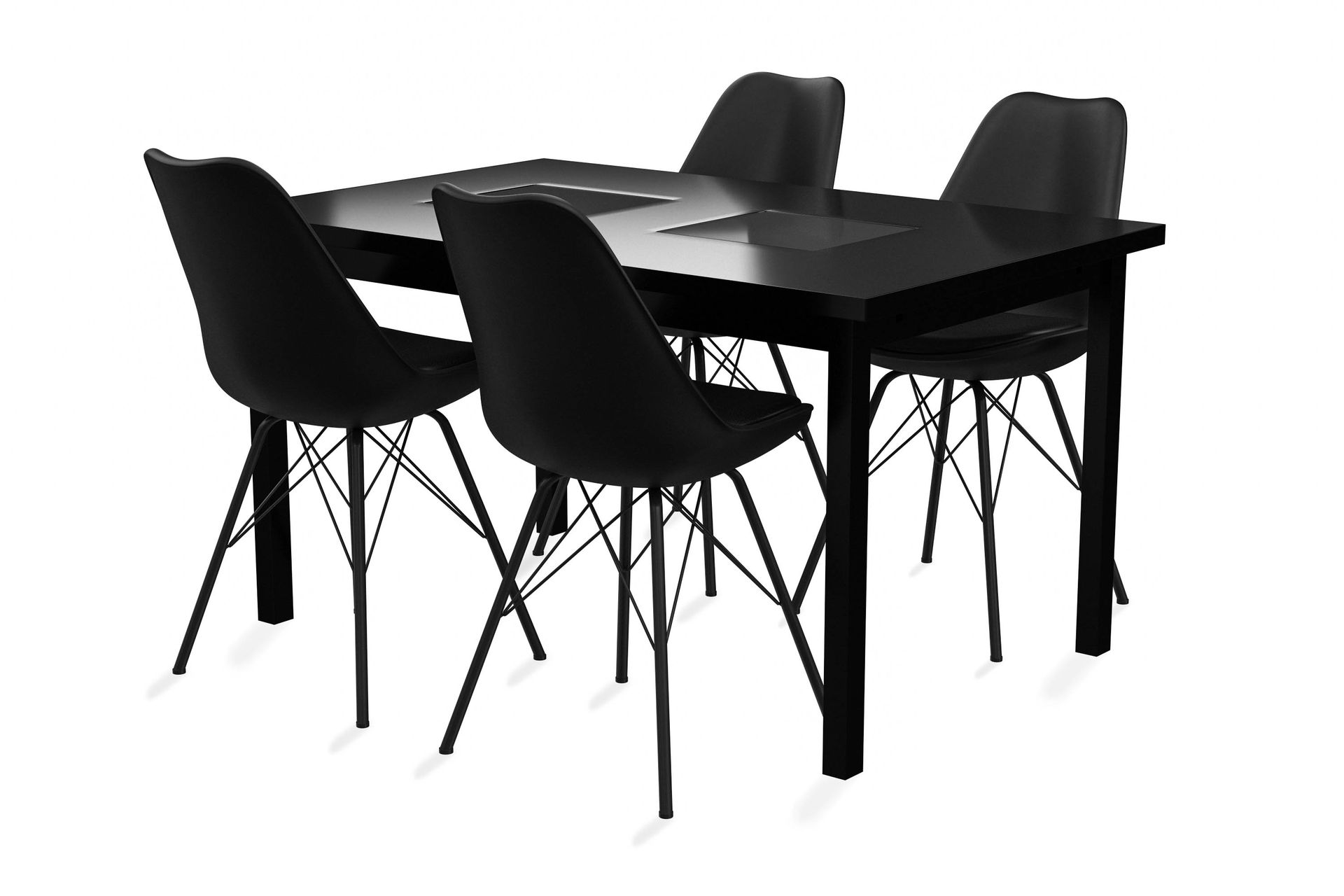 Jasmin Spisebord 140 cm Med 4 Shell Spisestoler Kunstlær - Møbler - Bord - Spisegrupper