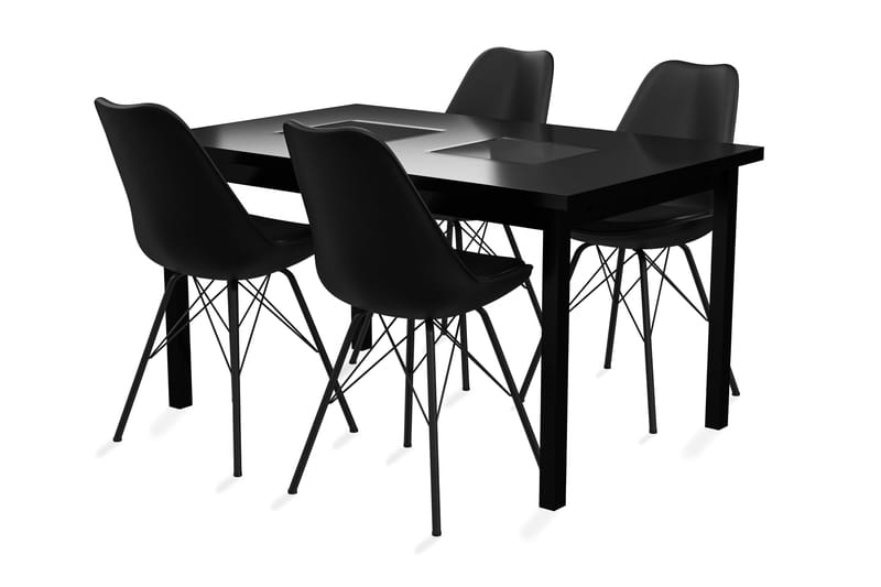 Jasmin Spisebord 140 cm Med 4 Shell Spisestoler Kunstlær - Møbler - Bord - Spisegrupper