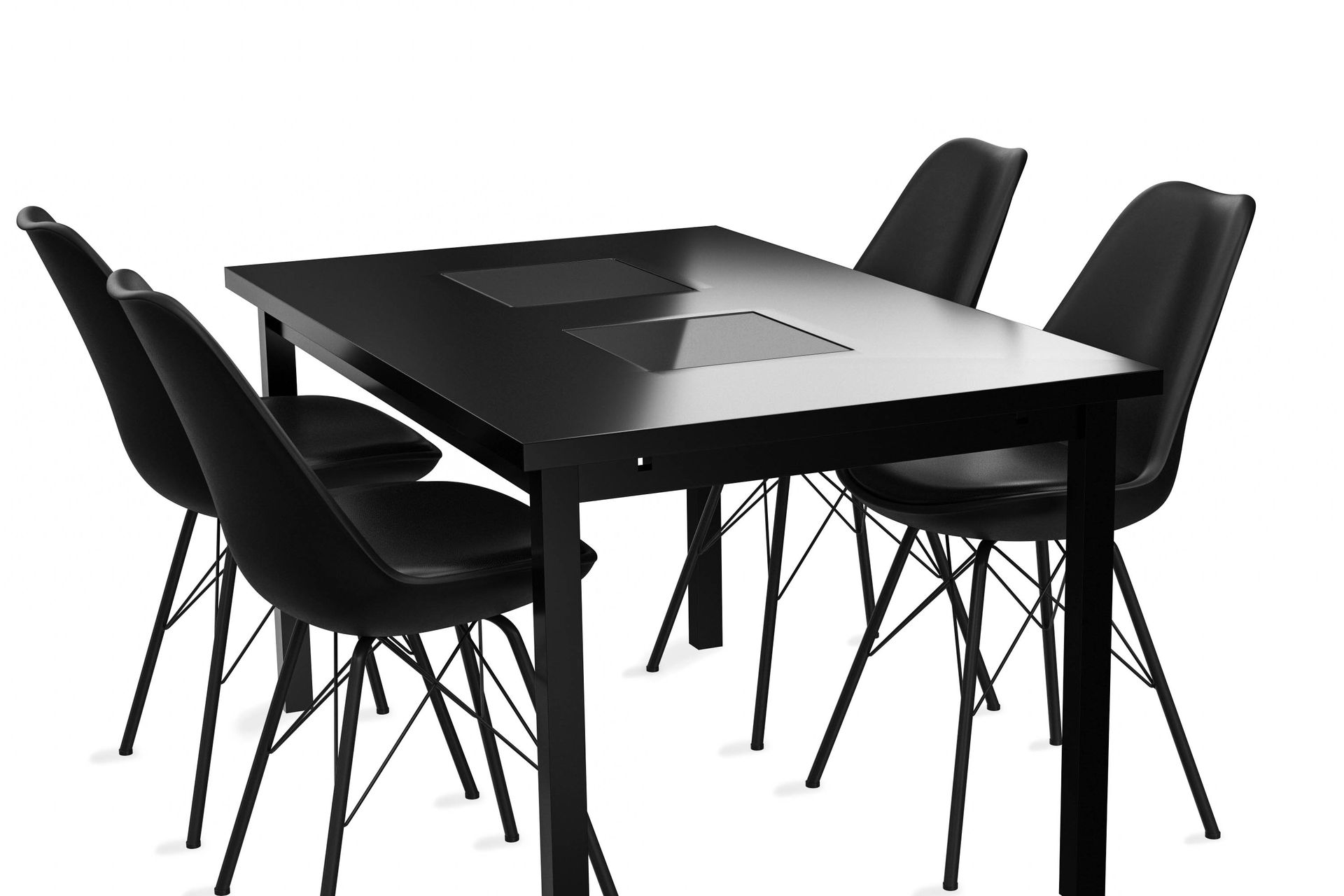 Jasmin Spisebord 140 cm Med 4 Shell Spisestoler Kunstlær - Møbler - Bord - Spisegrupper