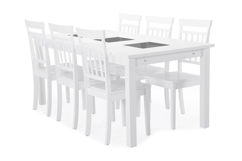 Jasmin Spisebord med 6 Hudson stoler - Hvit - Spisegrupper