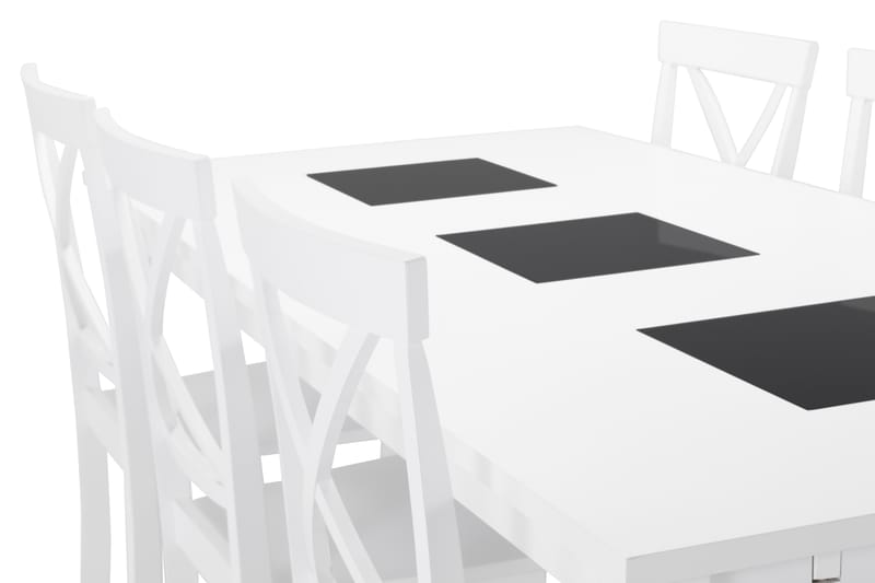 Jasmin Spisebord med 6 Mirimar stoler - Hvit - Spisegrupper
