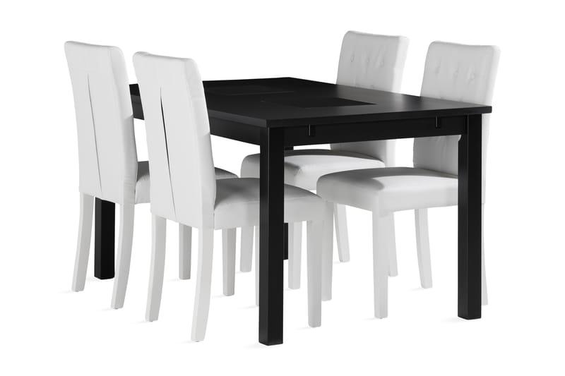 Jasmin Spisegruppe 140 cm inkl 4 Brunnevik Stoler - Svart - Møbler - Bord - Spisegrupper