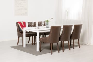 Jasmin Spisegruppe 180 cm med 6 Tuva Lenestol - Hvit/Brun PU - Møbler - Bord - Spisegrupper