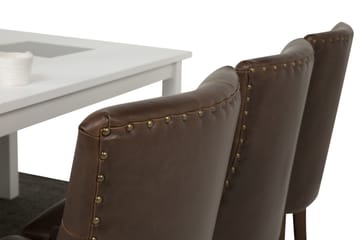 Jasmin Spisegruppe 180 cm med 6 Tuva Lenestol - Hvit/Brun PU - Møbler - Bord - Spisegrupper