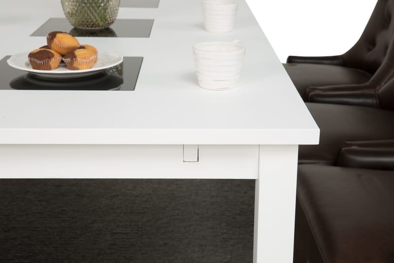 Jasmin Spisegruppe 180 cm med 6 Tuva Lenestol - Hvit/Brun PU - Møbler - Bord - Spisegrupper