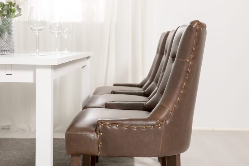 Jasmin Spisegruppe 180 cm med 6 Tuva Lenestol - Hvit/Brun PU - Møbler - Bord - Spisegrupper