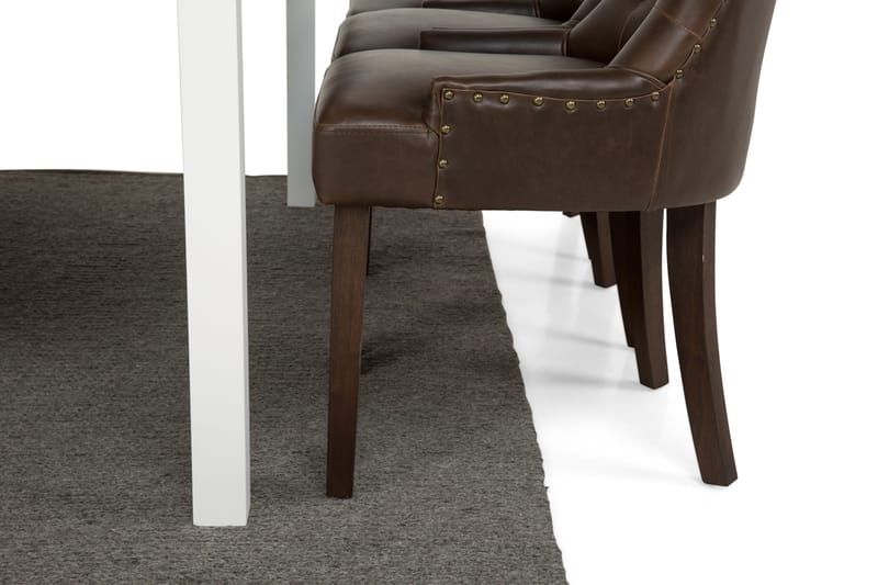 Jasmin Spisegruppe 180 cm med 6 Tuva Lenestol - Hvit/Brun PU - Møbler - Bord - Spisegrupper