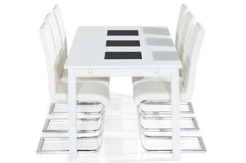 Jasmin Spisegruppe med 6 Cibus Stoler - Hvit/PU/Krom - Møbler - Bord - Spisegrupper