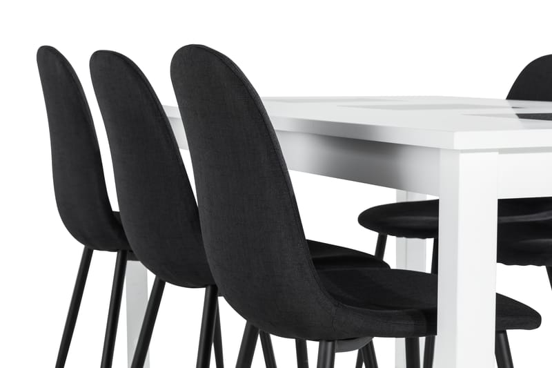 Jasmin Spisegruppe med 6 Nibe Stoler - Hvit/Svart - Møbler - Bord - Spisegrupper