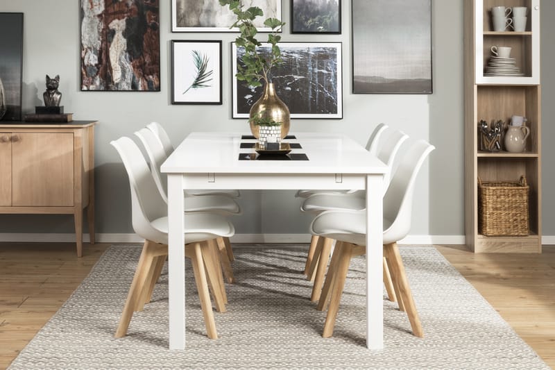 Jasmin Spisegruppe med 6 Stil Stoler - Hvit - Møbler - Bord - Spisegrupper
