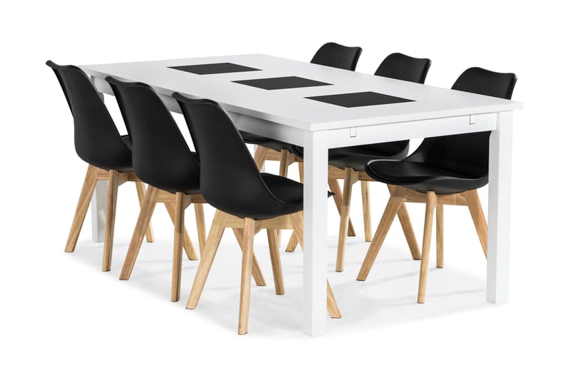 Jasmin Spisegruppe med 6 Stil Stoler - Hvit - Møbler - Bord - Spisegrupper