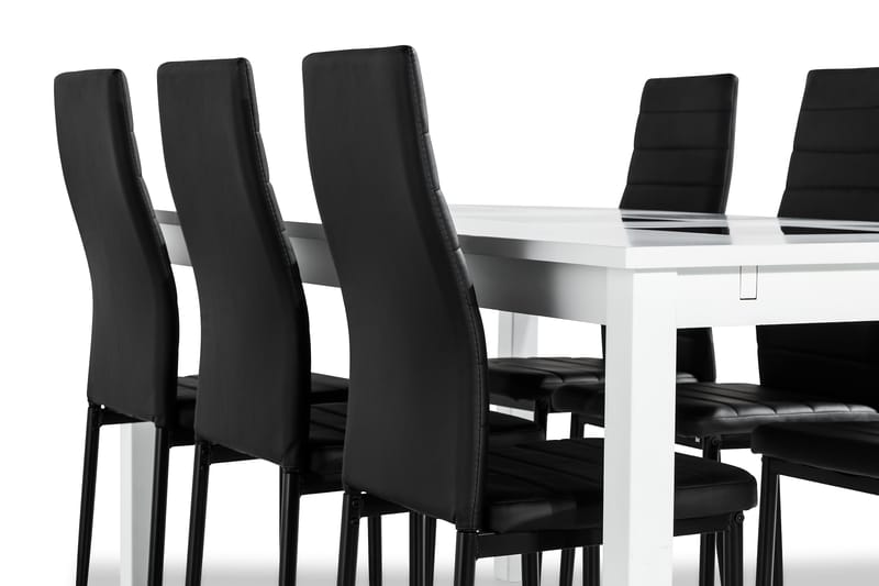 Jasmin Spisegruppe med 6 Ted Stoler - Hvit/Sort/PU - Møbler - Bord - Spisegrupper