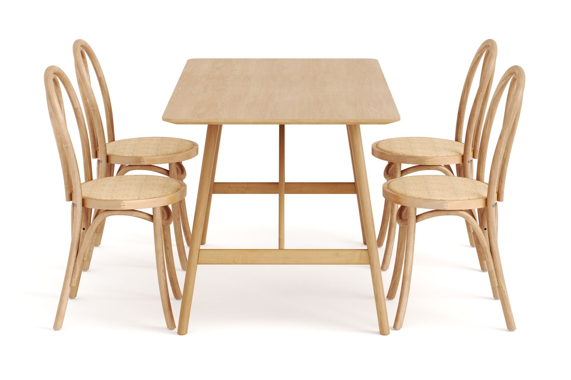 Jerup Spisebord 140 cm  med 4 Risaberga Spisestolerar - Natur - Møbler - Bord - Spisegrupper