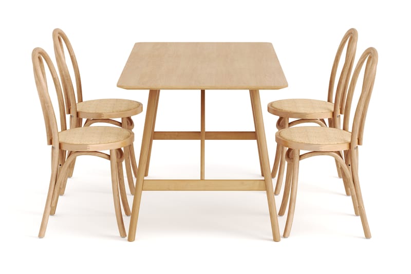 Jerup Spisebord 140 cm  med 4 Risaberga Spisestolerar - Natur - Møbler - Bord - Spisegrupper